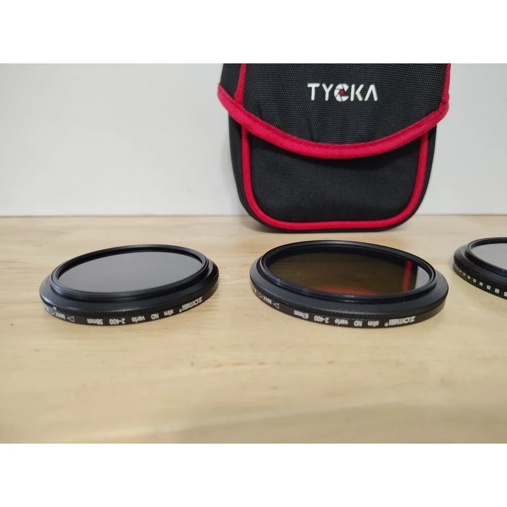 3 Camera Filters Zomei Slim ND Vario 2-400 72mm 67mm &58mm & Case W/Belt Loop